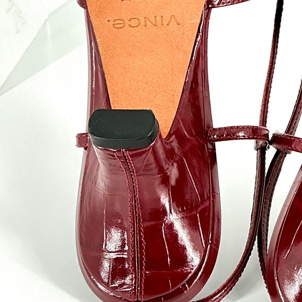 Vince Size 8.5 Burgundy Croc Print Leather Slingback Kitten Heels NEW Pumps $375 - Picture 10 of 16